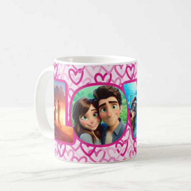 Taza De Café Preppy Hearts Pink - LOVE (Anverso izquierdo)