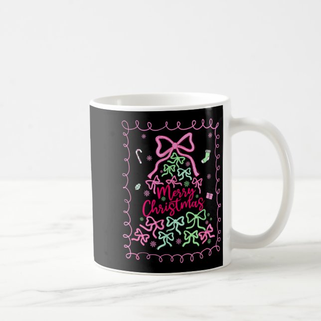 Taza De Café Preppy Nk Coquette Bow Christmas Tree Girly Xmas H (Derecha)