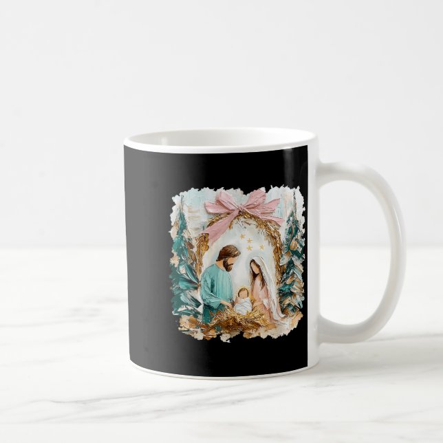 Taza De Café Preppy Painted Christian Nativity Scene God Faith  (Derecha)