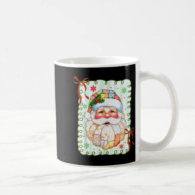 Taza De Café Preppy Santa Claus Christmas Patchwork Santa Xmas  (Derecha)