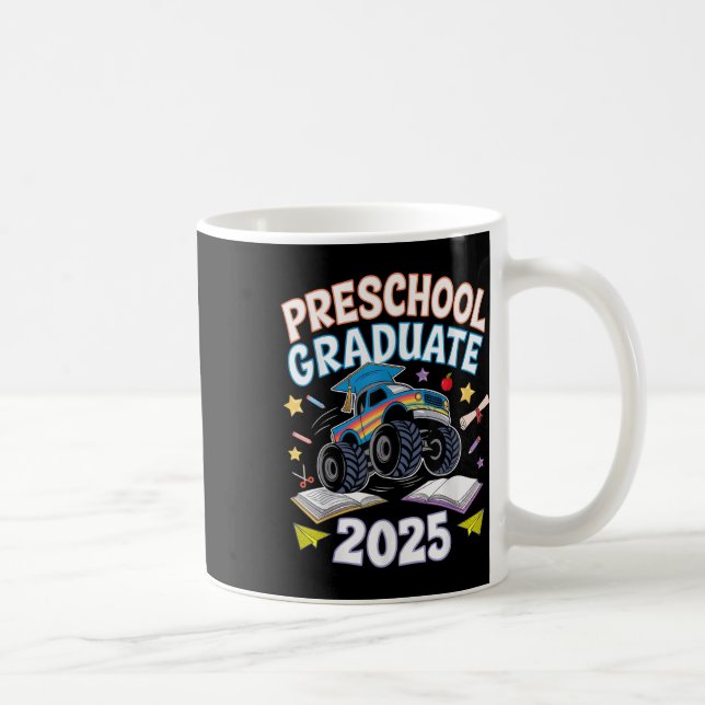 Taza De Café Preschool Graduation 2025 Monster Truck Graduate  (Derecha)
