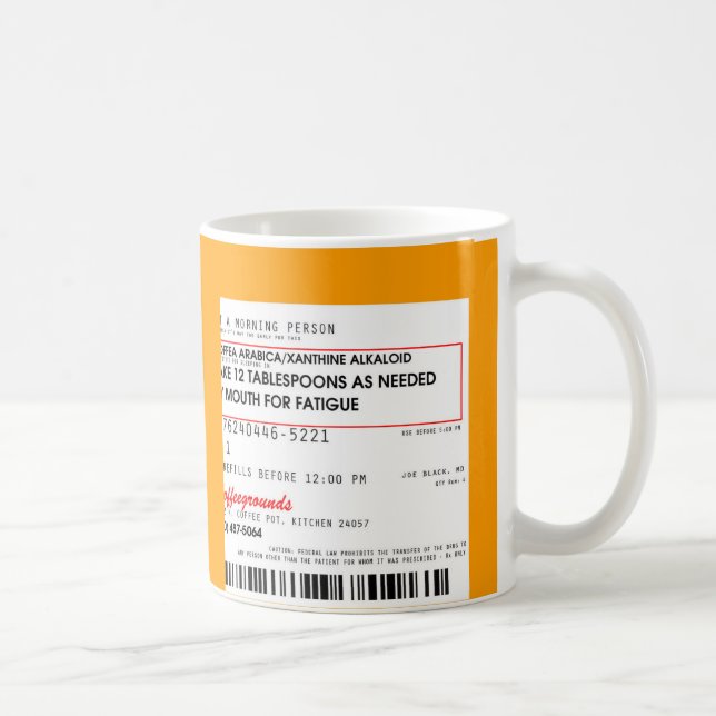 Taza De Café Prescripción de Rx del café (Derecha)