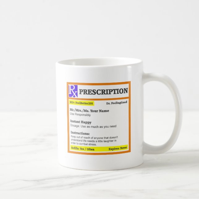 Taza De Café Prescripción divertida del rx (Derecha)