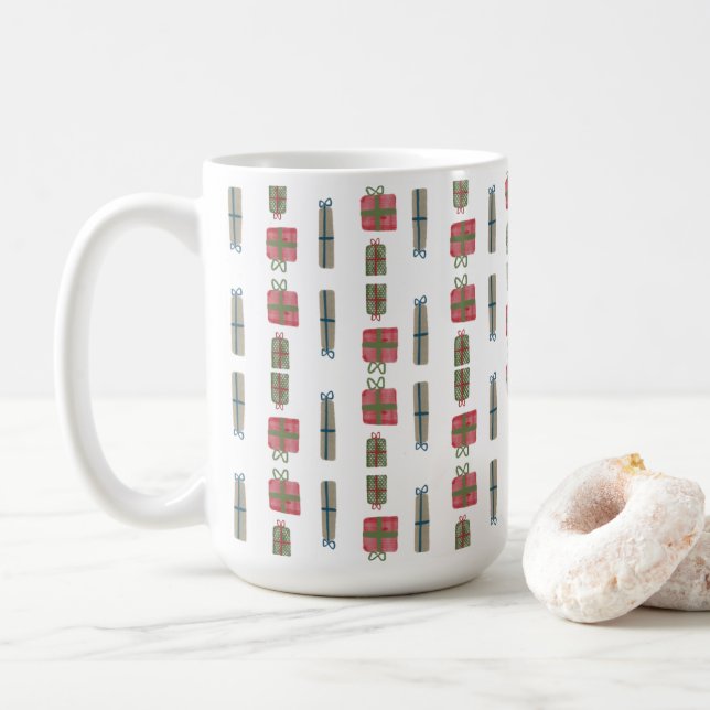 Taza De Café Presenta café Mug | Festividad de 15 oz | Cerámica (Con donut)