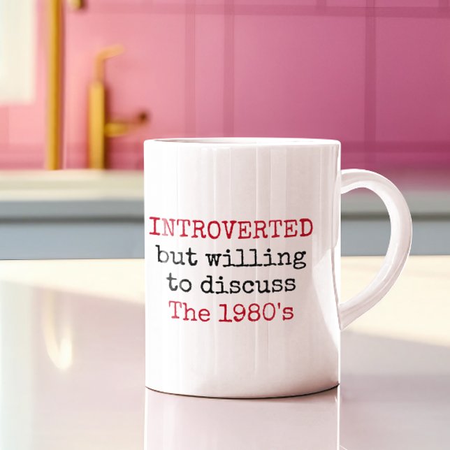 Taza De Café Presentado dispuesto a discutir las citas divertid (Introverted but willing to discuss the 1980s gen x 80s funny quote mugs)
