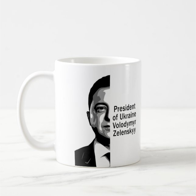 Taza De Café Presidente de Ucrania Zelenskyy mitad retrato de a (Izquierda)
