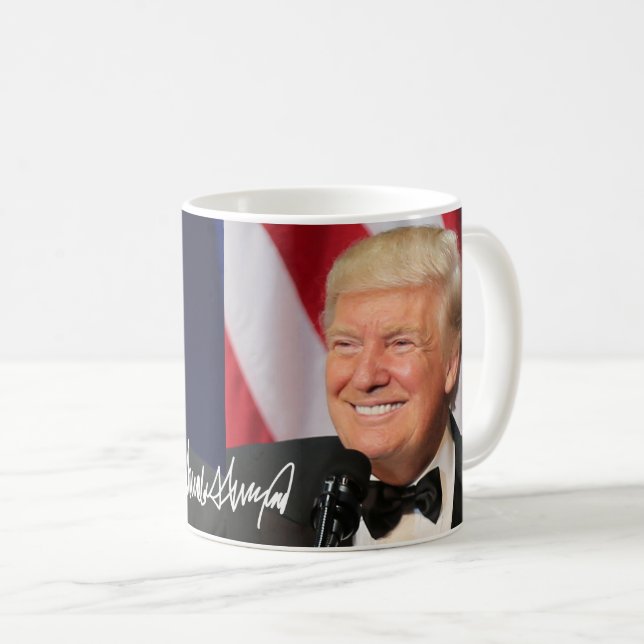 Taza De Café Presidente Donald Trump con su firma (Anverso derecho)