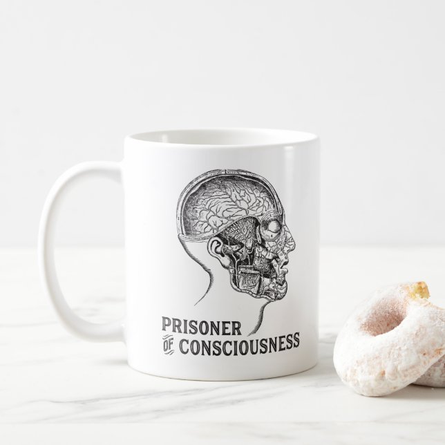 Taza De Café Preso del neurólogo del cerebro humano de la (Con donut)
