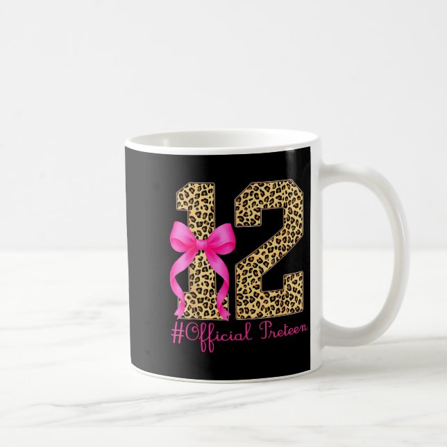Taza De Café Preteen 12th Birthday Girl Coquette Bow Leopard  (Derecha)