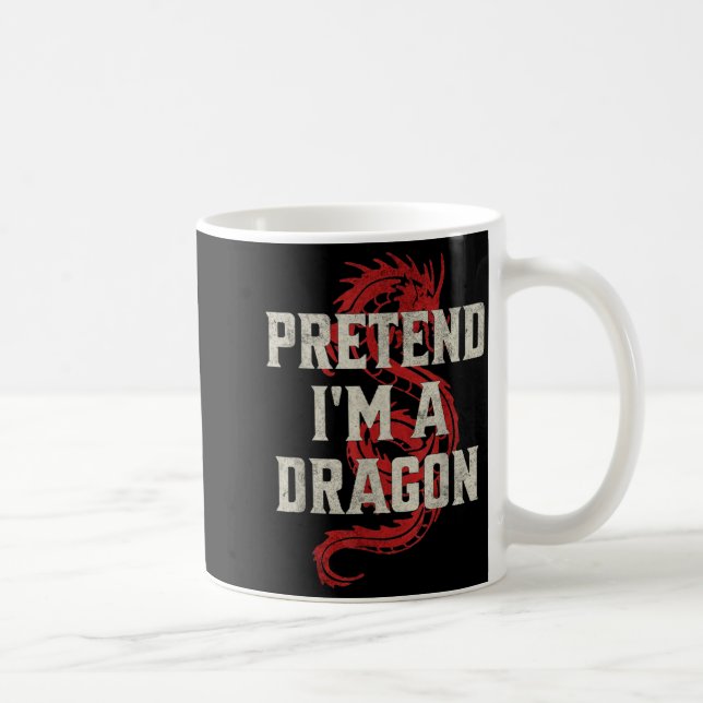 Taza De Café Pretend I'm A Dragon Funny Lazy Halloween Costume  (Derecha)
