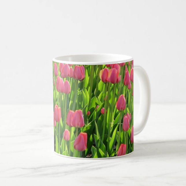 Taza De Café Pretty Field of Pink Tulips (Anverso derecho)