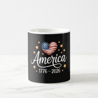 Taza De Café Pretty Flag Heart 1776-2026 July 4th 250th