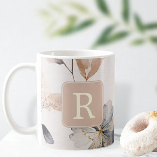 Taza De Café Pretty Flower Monogram Template Personalized