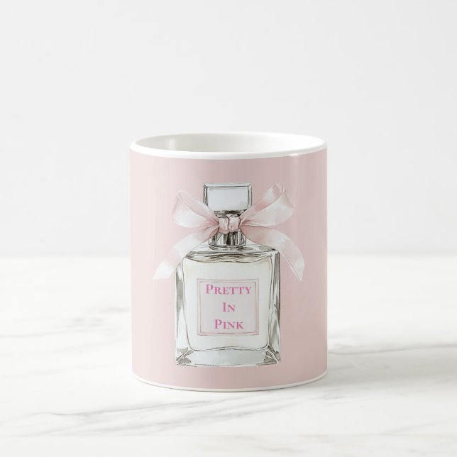 Taza De Café Pretty in Pink Blush Bow Perfume Bottle (Centro)
