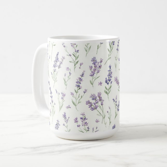 Taza De Café Pretty Lavender White Flowers Bridal Shower (Anverso izquierdo)