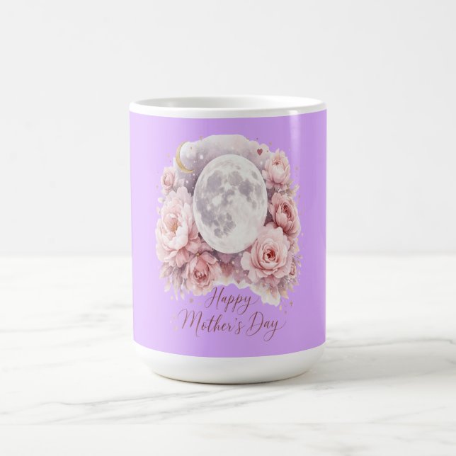 Taza De Café Pretty Mauve Moon Floral Mug 15oz – Gift for Mom (Centro)