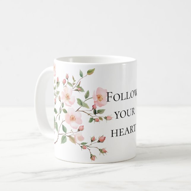 Taza De Café Pretty Pink Blush Cream Floral (Anverso izquierdo)