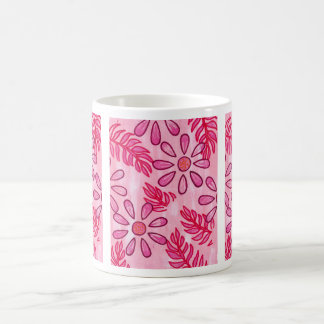 Taza De Café Pretty Pink Floral and Leaves Abstract Mugs