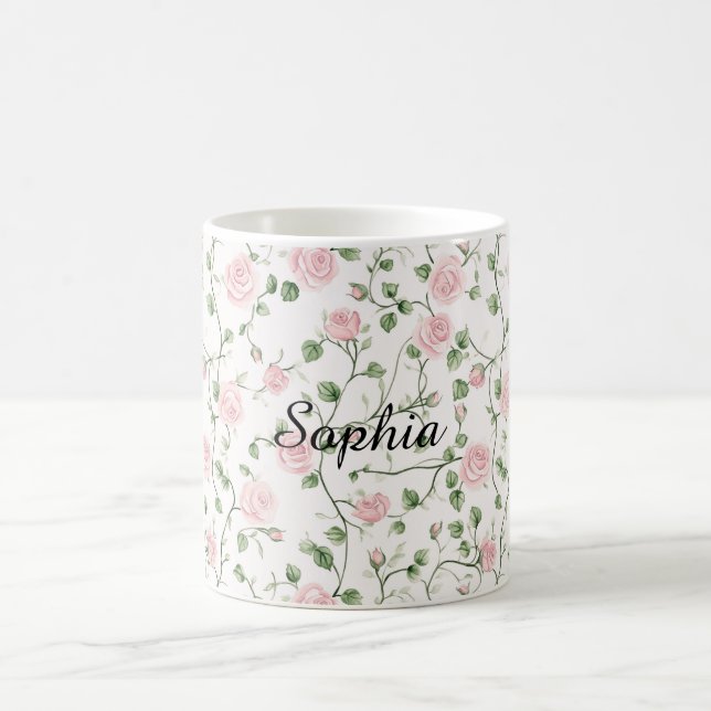 Taza De Café Pretty Pink Roses Floral   (Centro)
