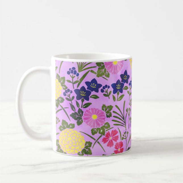 Taza De Café Pretty Purple Vintage Flower Pattern (Izquierda)