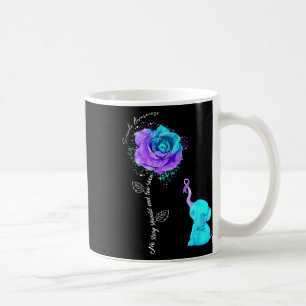 Taza De Café Prevención suicida Conciencia Flor Elefante Ribbo