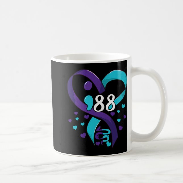 Taza De Café Prevention Awareness 988 Heart Teal And Purple  (Derecha)