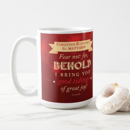Taza De Café Priest Christmas Blessings Red, Gold Stars