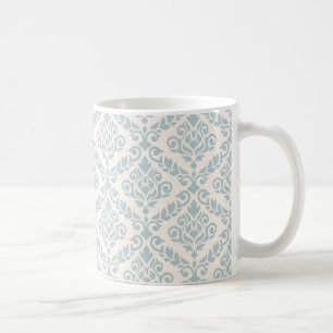 Taza De Café Prima Damask Pattern Blue en crema
