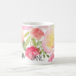 Taza De Café Primavera de color de agua de PixDezines, Bouquet 