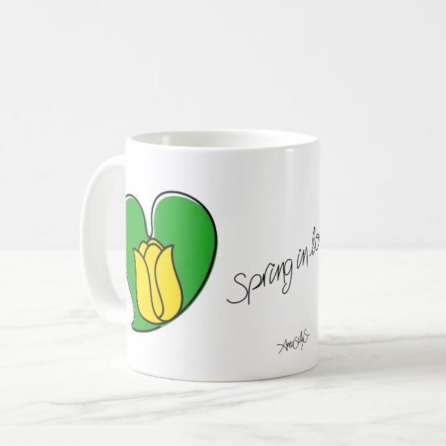 Taza De Café Primavera en el amor - tazón de café amarillo para (Anverso izquierdo)