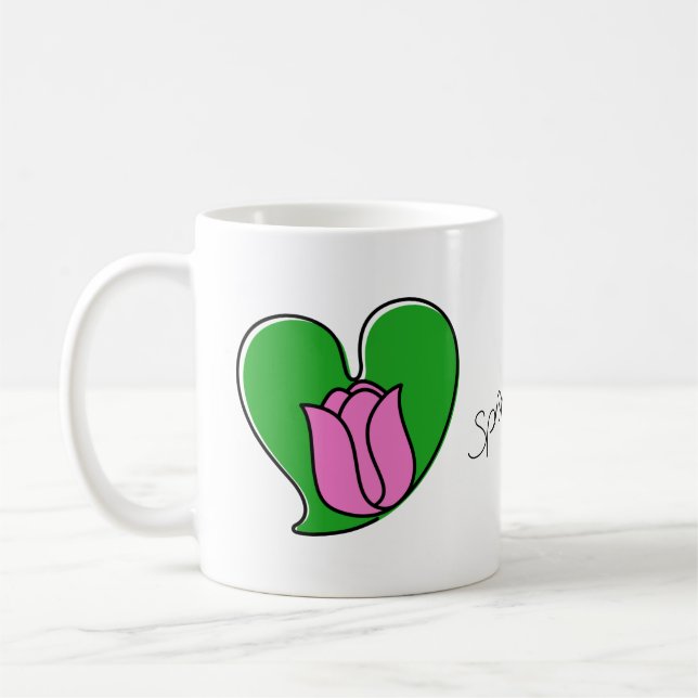 Taza De Café Primavera enamorada - Tulipanes rosados (Izquierda)