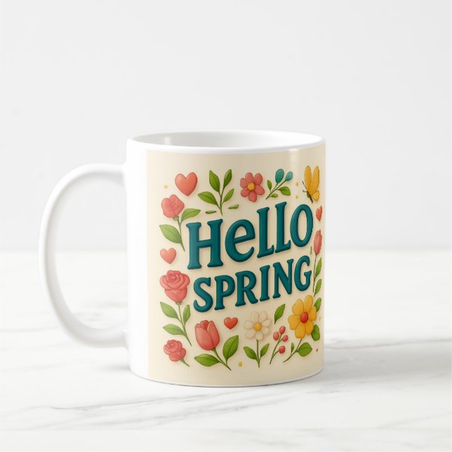 Taza De Café Primavera floral asombrosa (Izquierda)