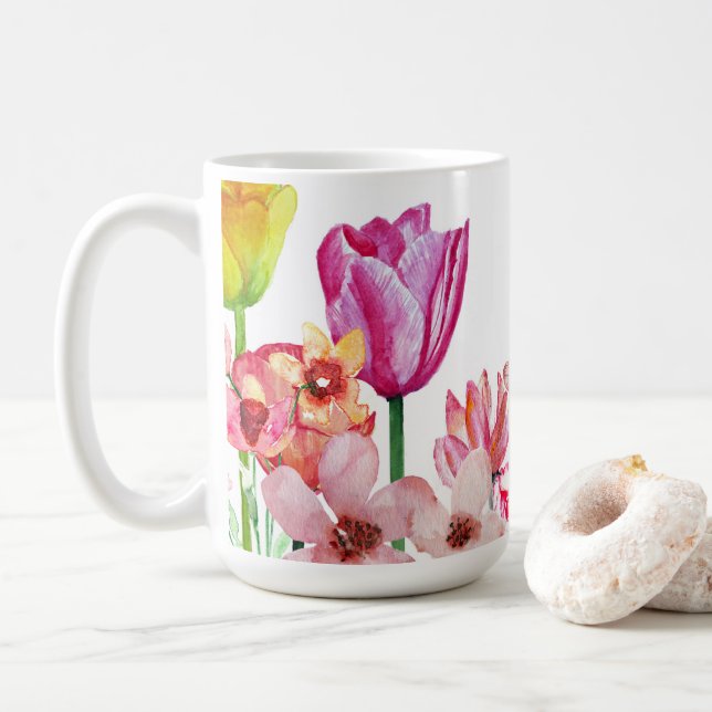 Taza De Café Primavera Jardín Blooms (Con donut)