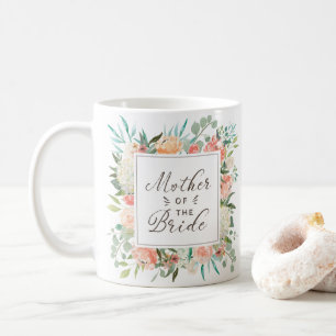 Taza De Café Primavera Rubor acuarela Floral madre de la novia