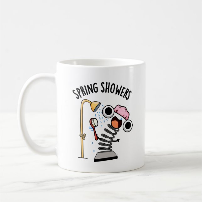Taza De Café Primavera Showers divertida temporada de Pun (Izquierda)