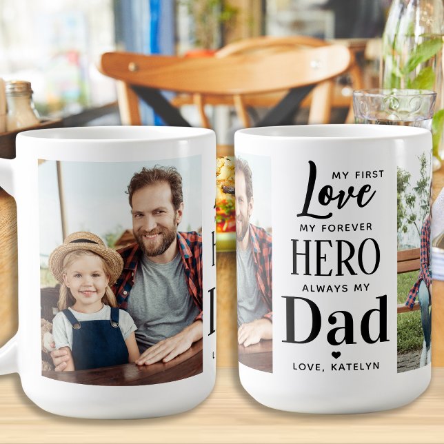 Taza De Café Primer amor para héroe personalizado 2 foto papá (Subido por el creador)