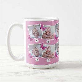 Taza De Café Primer año del bebé Collage de fotos mariposas ros