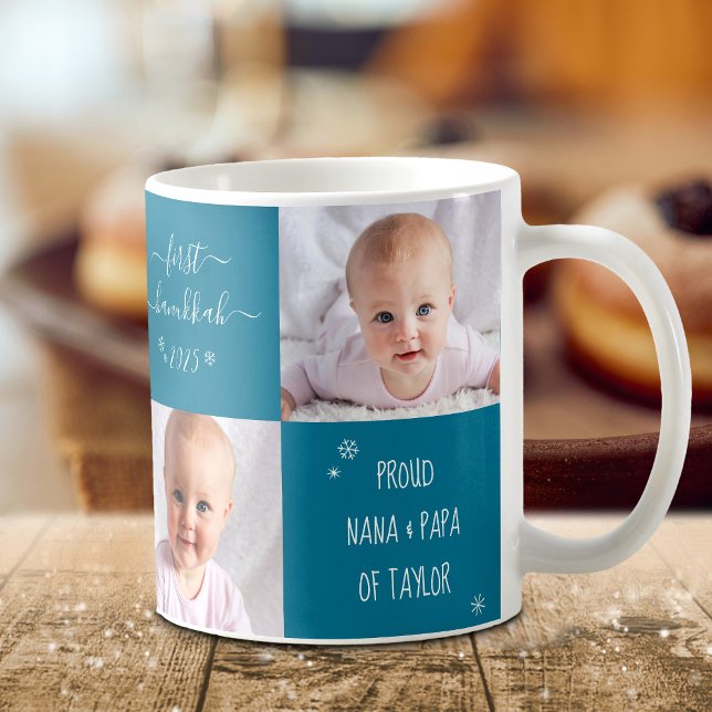Taza De Café Primer bebé abuelos de Hanukkah 2 Personalizado fo (Subido por el creador)