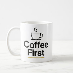 Taza De Café Primer café - Mug de tipografía Minimalista