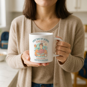 Taza De Café Primer día de energía escolar alimentado por el si