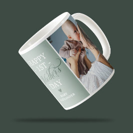 Taza De Café Primer Día de la Madre 2 Foto Verde