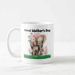 Taza De Café Primer Día de la Madre lindo elefante