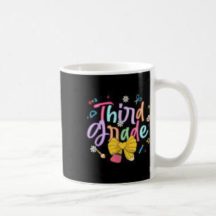 Taza De Café Primer Día De Tercer Grado Coquette Lápiz Con Lazo