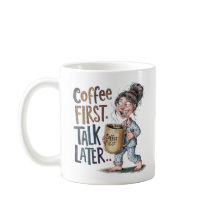 Primer discurso de café después de regalo de mujer