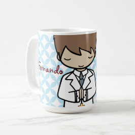 Taza De Café Primer muchacho adorable del brunette de la