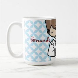 Taza De Café Primer muchacho adorable del brunette de la