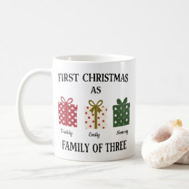 Taza De Café Primer Navidad como Familia de Tres Regalo