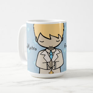 Taza De Café Primer nombre adorable del azul del muchacho de la
