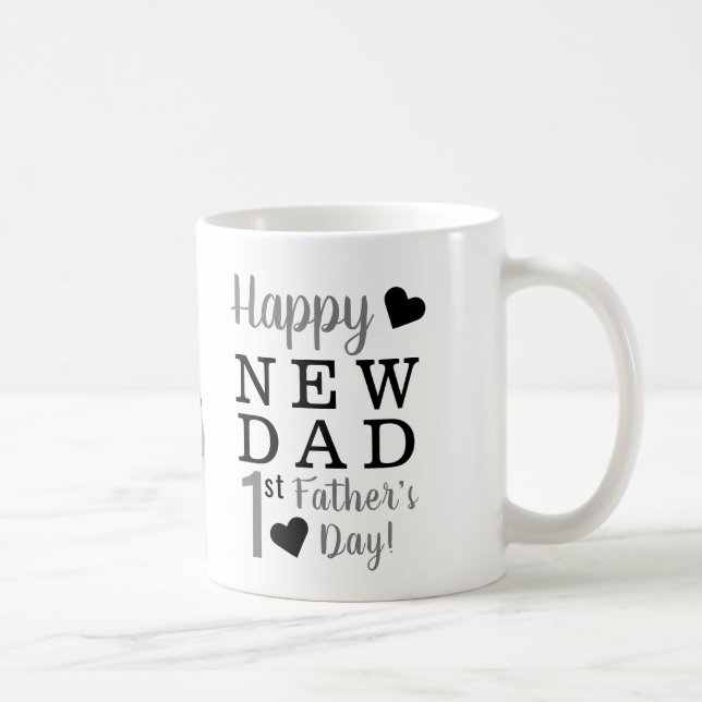 Taza De Café Primer papá feliz del día de padre nuevo (Derecha)
