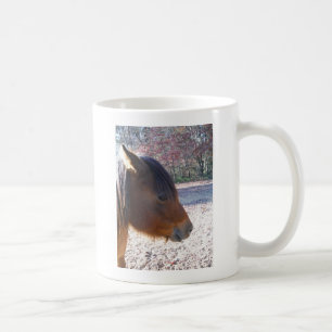 Taza De Café Primer plano de caballo marrón, pequeño pony marró